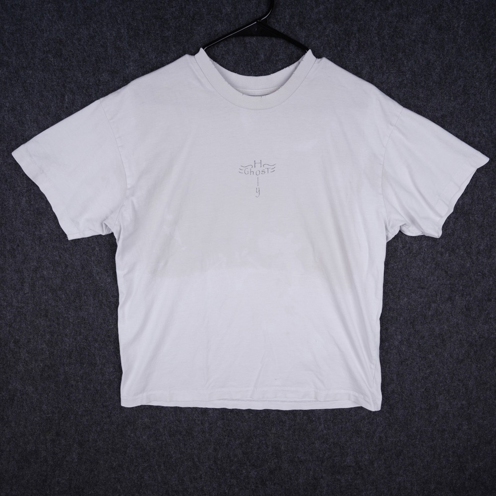 Vintage Holy Ghost Graphic T-Shirt Mens XL White Fair Single Stitch Gothic Print